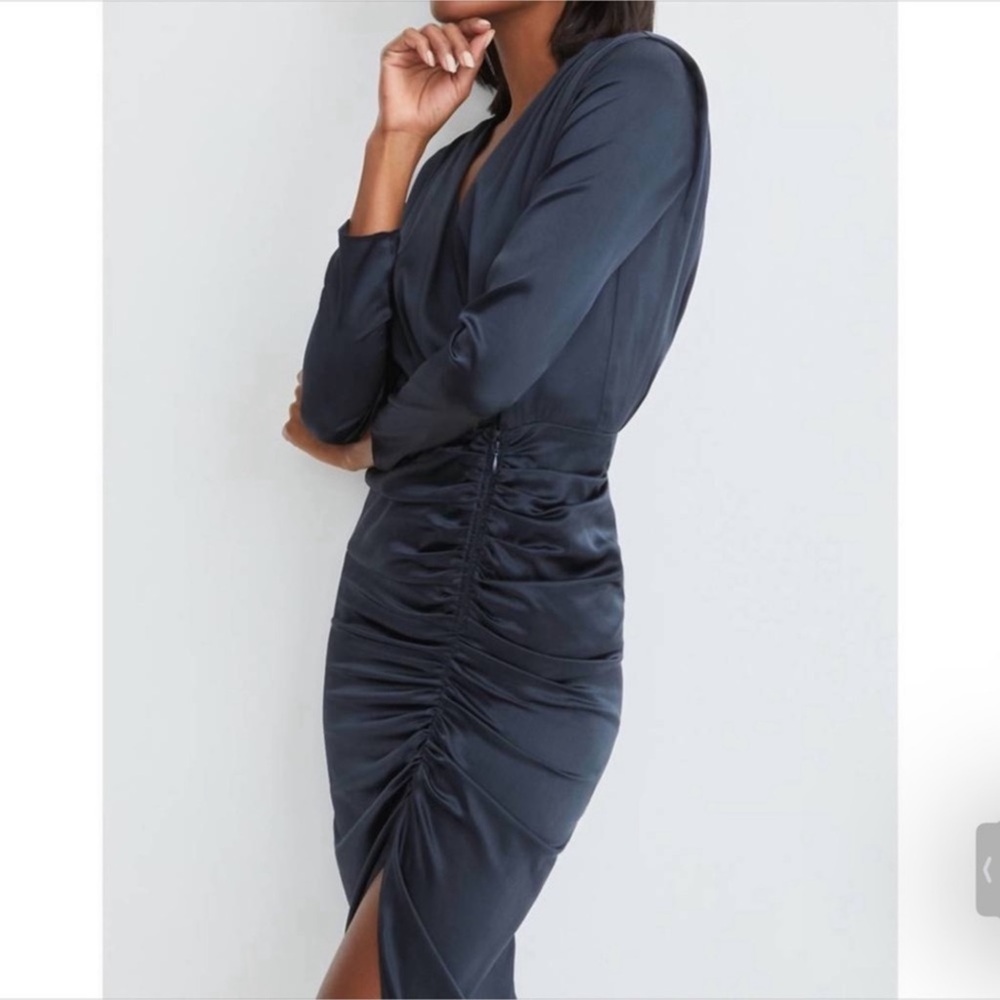 Veronica Beard Cameri Ruched Silk Midi Dress Sz 8 - image 3